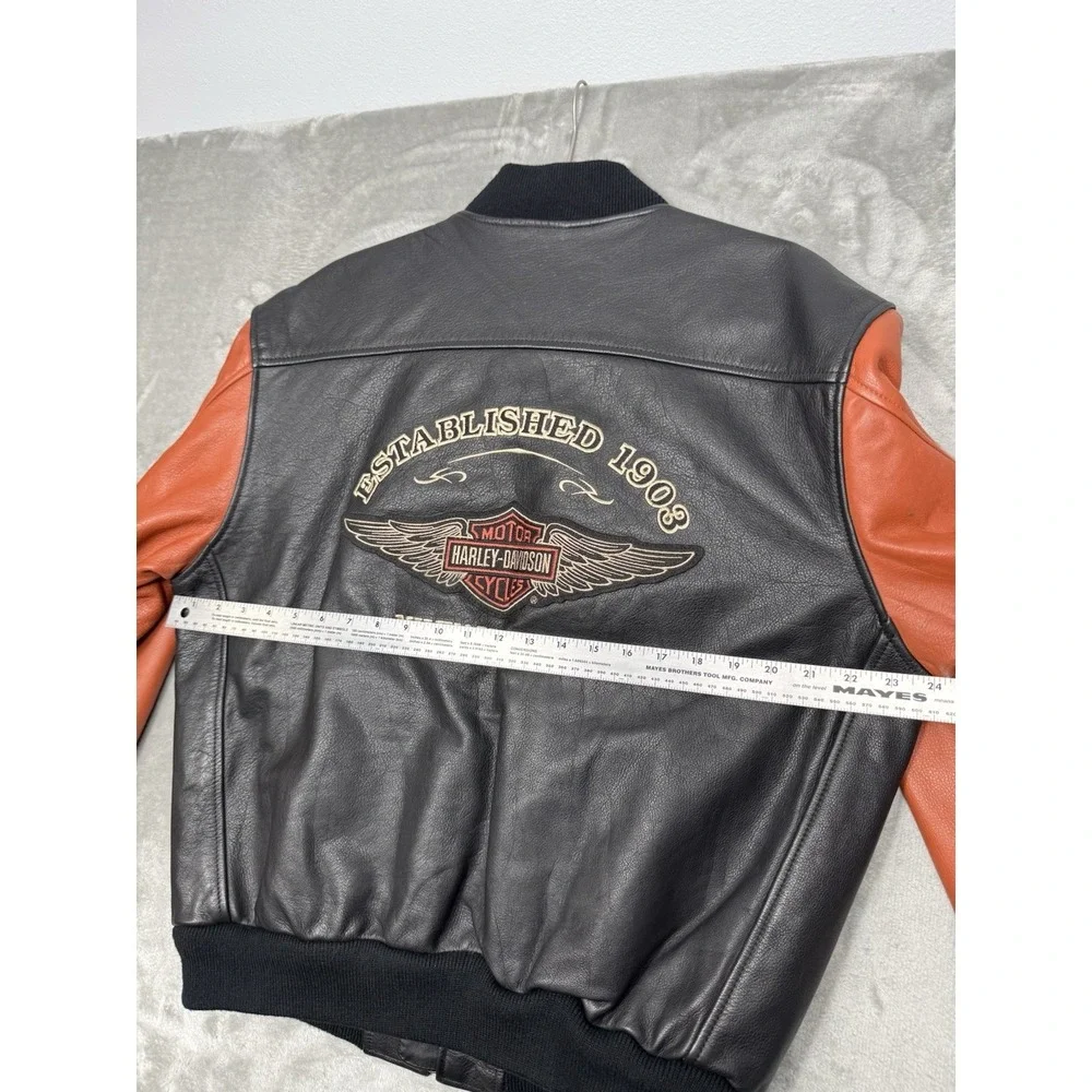 Vintage Harley Davidson Jacket Mens Medium Leather Bomber Milwaukee Biker Logo